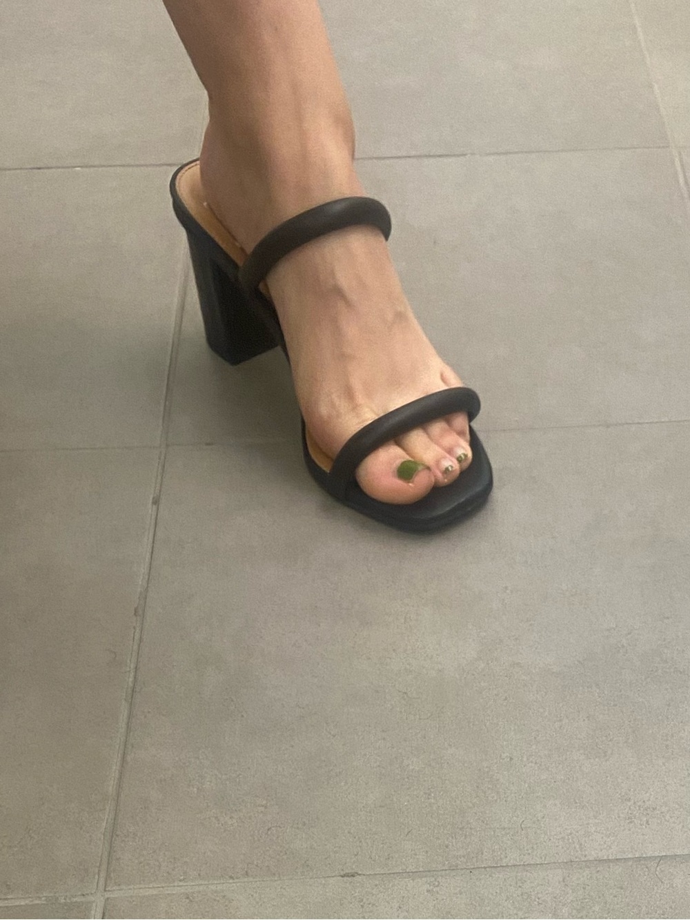 Halsty 7.5 black faux-leather heeled sandals